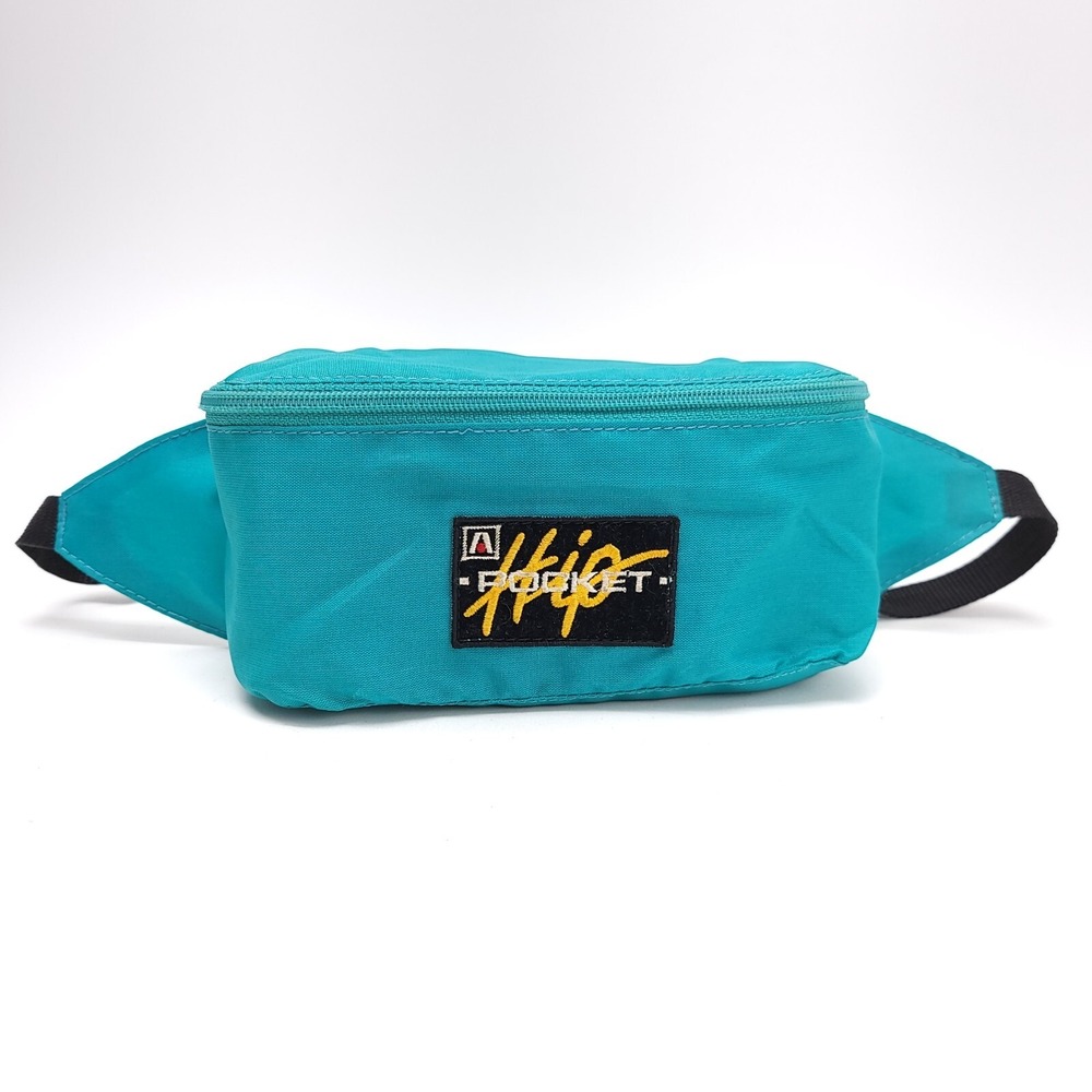 Vintage Academy Broadway Hip Pocket‎ Fanny Pack Teal Green Black Retro 70's Y2K